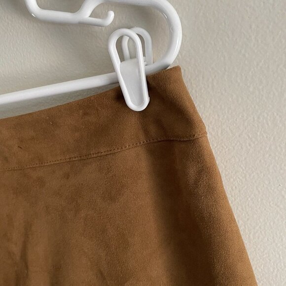 Chicos Women SZ 2.5 US 14 Brown Gingersnaps Faux Suede A-Line Midi Skirt - Picture 3 of 8